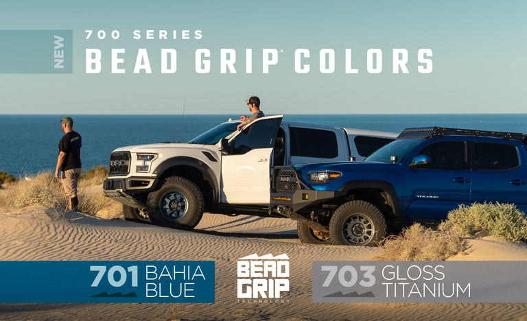Bahia Blue 701 and Gloss Titanium 703 Bead Grip Wheels