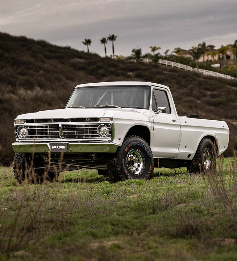1974 Ford F100 prerunner offroad on Method Race Wheels 103 beadlock wheels.
