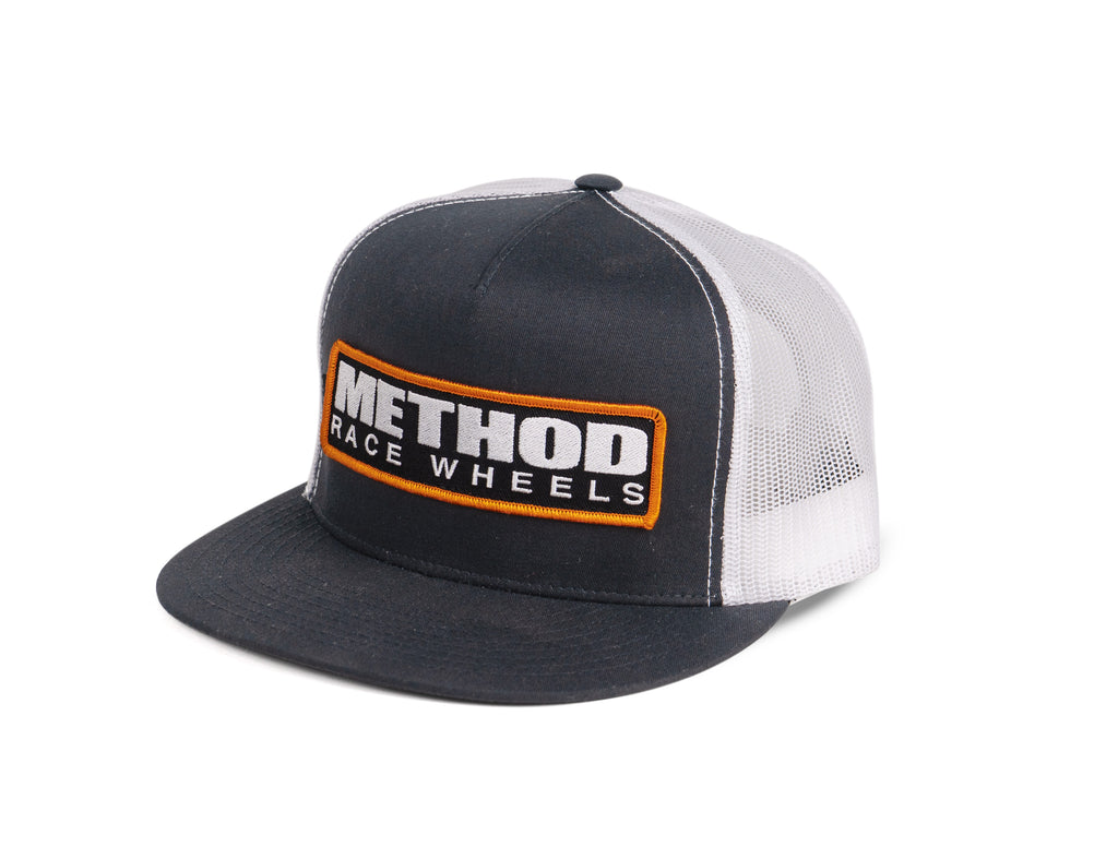 Method Logo Badge Flatbill Trucker Hat | Snapback | Black/White – ap ...