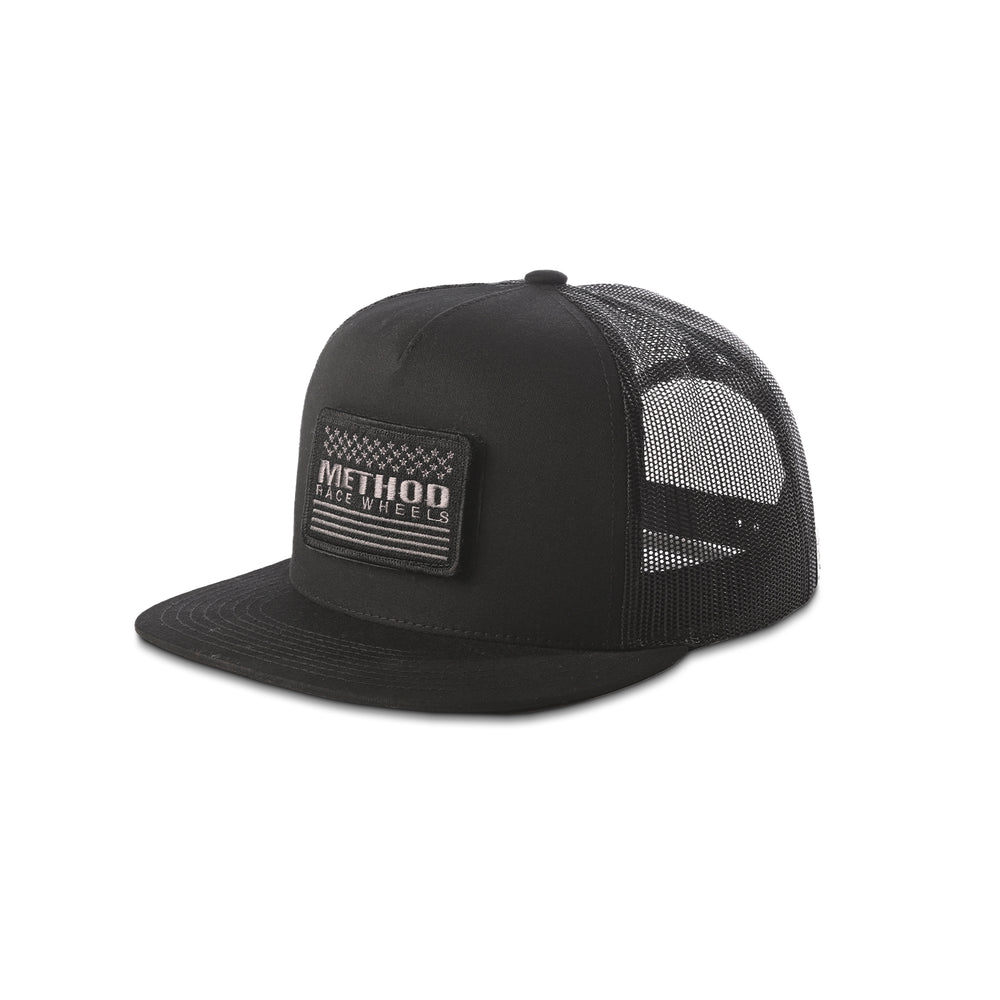 Method Stars & Bars Velcro Patch Flatbill Trucker | Snapback | Black