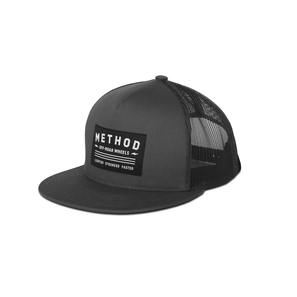 Method Bolted Flatbill Trucker Hat | Snapback | Charcoal